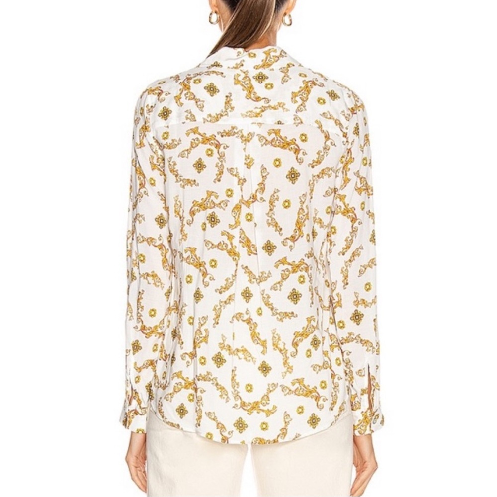 NEW L’AGENCE XS Holly Slim Long Sleeve Blouse Ivory Gold - Picture 14 of 14